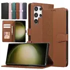 For Samsung Galaxy S24 S23S22S21 Note20A55A54A15 Leather Wallet stand Case Strap