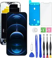 for iPhone 12 Pro Max LCD Display FHD Screen Replacement 3D Touch Digitizer Frame Full Assembly with Repair Tools Kit for 6.7 inch A2411, A2342, A2410+Waterproof Adhesive+Screen Protector