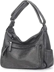 [Lowille] Fashion Crossbody Bag For Women Shoulder Bag Soft PU Leather Handbags Purses Multi Pocket Hobo Tote Bag