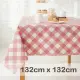 【CasaBella 美麗家居】防水桌巾 粉紅斜格紋 132x132cm(防水 防油 PVC 桌巾 桌布 野餐桌巾)