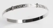 Vintage style Heart Bangle Bracelet Sterling Silver Adjustable Adult Size