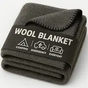 Jmr Usa Inc. Military Wool Blanket for Camping, Emergency and Everyday Use, Fire Retardant Extra Thick and Warm Outdoor Wool Blanket, 70% Wool, Grey, Size 62X84.
