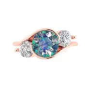 3.5 ct Round Cut Moissanite Gemstone Three-Stone Promise Ring Rose Gold