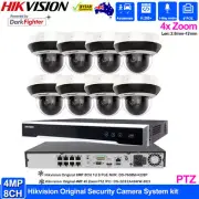 Hikvision 8CH CCTV System PoE 4MP 4x Zoom PTZ Mic IP Camera Mini Dome IP66 lot