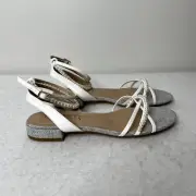 Journee Tulsi White Pearl Ankle Strap Sandals