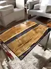 Clear Handmade Wood and Resin Table– Live Edge Epoxy Resin Dining & Coffee Table
