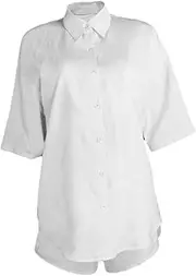[LIFKOME] Shirt Shorts Suit Blouse for Women Dressy Casual Women Shorts for Summer Women Summer Shorts Suits Dress Shirts for Women Ladies Casual Suit White Spandex