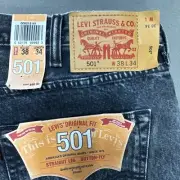 Levis 501 Jeans Mens 38x34 Gray Stonewash Straight Button Fly 100% Cotton Denim