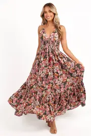 [PUP78] Benson Maxi Dress - Dark Green/Multi S Green