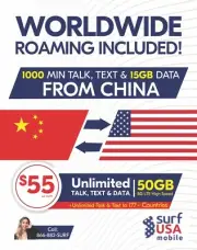 US SIMS with international calling and Roaming to 177 countries including Data