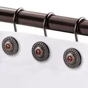 Bronze Shower Curtain Hooks, Decorative Shower Curtain Rings for Bathroom, Ru...