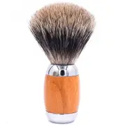 Taconic Shave Wood & Chrome Handle Handmade Pure Badger Shaving Brush & Stand