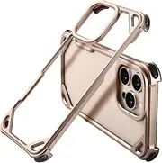OATSBASF for iPhone 16 Pro Max 6.9" Bumper Case Metal, Aluminum Frame Slim Fit No Back Design, Compatible with MagSafe, 4 Corner Shockproof Protection, Minimalist Frameless Phone Case, Desert Titanium