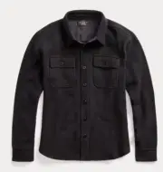 $645 RRL Ralph Lauren Thick Naval Texture Cotton Sweater Shirt Jacket-MEN-XXL