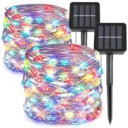 2Pack Solar Fairy Lights with Switch 200 LED Copper String Light Christmas Party