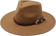 [Hcclijo] Women Winter Wool Fedora Hat Men Wide Brim Vintage Felt Jazz Hats Top Trilby Cap