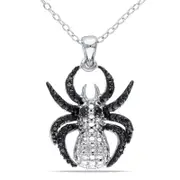 Enhanced Black Natural Diamond Accent Spider Pendant in Two-Tone Sterling Silver
