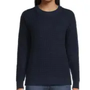 Time and Tru Womens Waffle Stitch Pullover Sweater Long Sleeve Mid Weight M(8-10