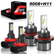 For Nissan LEAF 2013-2017 6000K Combo LED Headlights Hi-Low + Fog Light Bulbs 4x