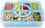 Divided Serving Tray with Lid & Handle 8 Compartments Snacks Box Snack Tray