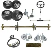 810mm Drift Go Kart Rear Axle , Sprocket & Hub, Brake, 5" Wheels, Front Steering