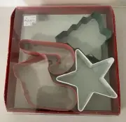 Set of 4 Christmas Cookie Cutters - Stocking, Tree, Star and Candy Cane Shape