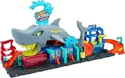 Hot Wheels City Ultra Shark Car Wash Track Set with Color Reveal Toy Car in 1:64 Scale