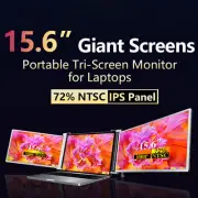 Portable Triple Screen Monitor Laptop Extender Attachable 1080P FHD 72%NTSC IPS
