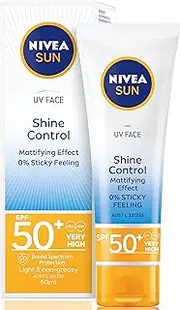 NIVEA SUN UV Face Shine Control Face Sunscreen SPF 50+ 50ml | Matte Face Sunscreen | UVA/UVB Protection | Fast Absorbing Formula | For Oily & Combination Skin Types | Perfect for Everyday Use