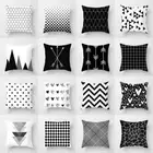 Geometric Cushion Cover Black White Geometric Throw Pillow Case Striped Dotted