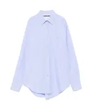 logo-embroidered shirt S light blue