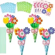 Flower Bouquet Craft Kit,Flower Paper Crafts Kit,Bouquet Craft Flowers Paper Flowers Make Kit for Mother's Day Thankful Gift School Home Fun Activities (B-24 PCS)
