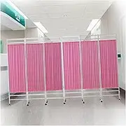 3/4/5/6 Panel Hospital Privacy Screen,Temporary Partition Double Layer Nylon Fabric with 360°Pulleys,for Beauty Salon Hospital Clinic(6Panel)