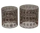 set of 2 COFFEE SIDE TABLE ACCENT antique brown copper patio NEW