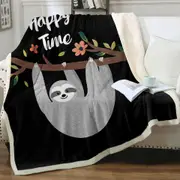 Happy Time Cute Sloth Throw Blanket