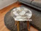 Natural Agate Coffee Table Top, Round Geode Agate Table Top, Home Decor