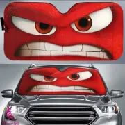 Inside Out Anger Cartoon Car Sunshade, Auto Car Windshield Sunshade
