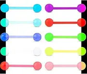 [Jowxsx] 10pcs Tongue Rings Acrylic Tongue Bars Tongue Piercing Bars for Night Plastic Tongue Barbells Nice Processed Jewelry Gift