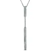 0.17 CT. T.W. Natural Diamond Bar and Chain Drop Pendant in Sterling Silver