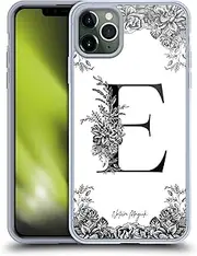 Head Case Designs Officially Licensed Nature Magick Letter E B & W Floral Monogram 1 Gel Case [Military Grade Protection] Compatible with Apple iPhone 11 Pro Max
