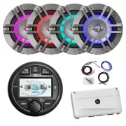 JBL Marine AM/FM/WB Receiver, 4x 6.5" 300W LED Titanium Speakers, Amp w/Kit