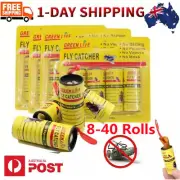 4-40 Rolls Insect Bug Fly Paper Catcher Trap Ribbon Tape Strip Sticky Flies AU