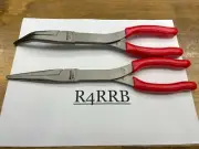 Snap-On Tools USA NEW 2pc RED Soft Grip LONG Neck Needle Nose Pliers Lot Set