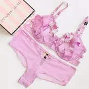 NEW 34D MEDIUM Victoria’s Secret lilac harness strappy bra set cheeky panties