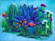 Cactus Tile Backsplash Susan Libby Southwest Art Ceramic Mural SLA093