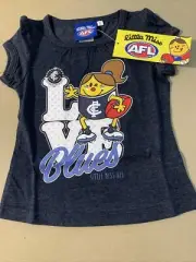 Carlton Blues Little Miss AFL T-Shirt Kids size 2 “ Love Blues “ - football