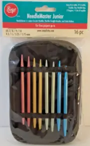 BOYE 16 Piece Needle Master Junior Knitting Set Case US 7 8 9 10 Cables Key Grip