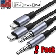 For iPhone 7 8 X XR 11 12 13 Pro Max 8 Pin to 3.5mm AUX Audio Car Adapter CordX2