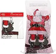 Christmas Large Hessian Canvas Santa Sack Xmas Stocking Reindeer Kids Gift Bag, Plastic Santa Sack (Pack of 4)