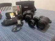 Canon EOS Rebel T7 DSLR Camera with 18-55mm and 75-300mm Lenses + Bag + More